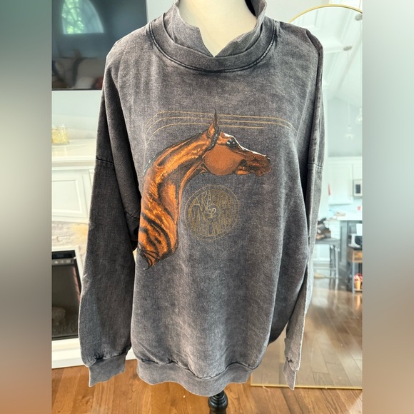 Arabian National ‘92 Horse Graphic  Sweater - Charcoal Gray - Picture 1 of 15